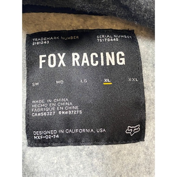 Fox Racing Raglan Hoodie Charcoal Black Gray White Orange Logo Mens XL NWOT - Picture 4 of 10